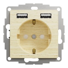 Розетка с заземлением и USB Schneider Electric Sedna Elements 16 А + 2×USB Type A колір березового дерева (SDD180052)