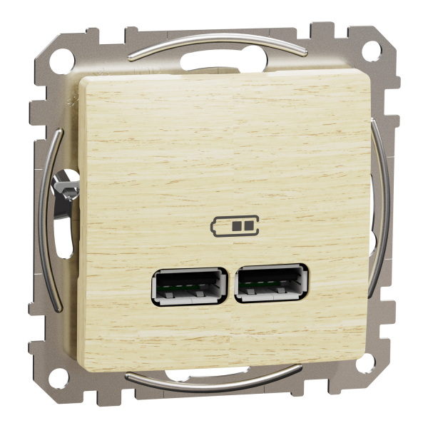 USB-розетка 2xA Schneider Electric Sedna Design 5 Вт колір березового дерева (SDD180401)