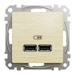 USB-розетка 2xA Schneider Electric Sedna Design 5 Вт колір березового дерева (SDD180401)