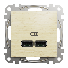 USB-розетка 2xA Schneider Electric Sedna Elements 5 Вт колір березового дерева (SDD180401)