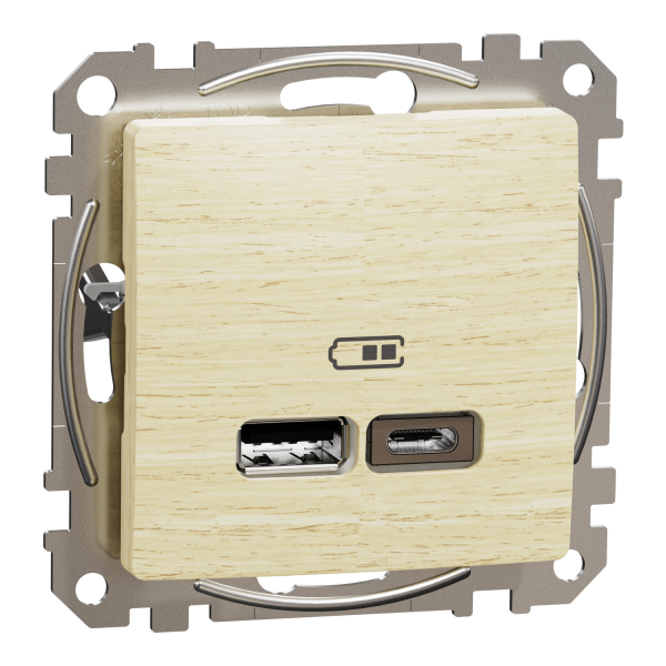 USB-розетка A+C Schneider Electric Sedna Design 12 Вт колір березового дерева (SDD180402)