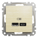 USB-розетка A+C Schneider Electric Sedna Design 12 Вт колір березового дерева (SDD180402)