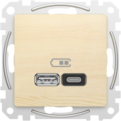 USB-розетка A+C Schneider Electric Sedna Elements 45 Вт березовий (SDD180404)