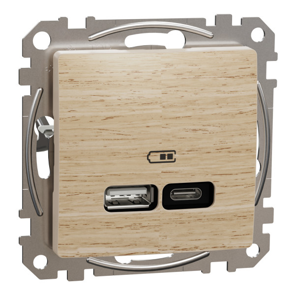 USB-розетка A+C Schneider Electric Sedna Design 15 Вт колір березового дерева (Pantone 4685C) (SDD180405U)