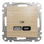 USB-розетка A+C Schneider Electric Sedna Design 15 Вт колір березового дерева (Pantone 4685C) (SDD180405U)