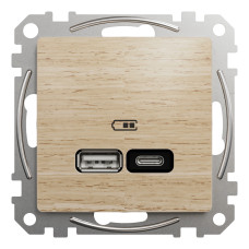 USB-розетка A+C Schneider Electric Sedna Elements 15 Вт колір березового дерева (Pantone 4685C) (SDD180405U)