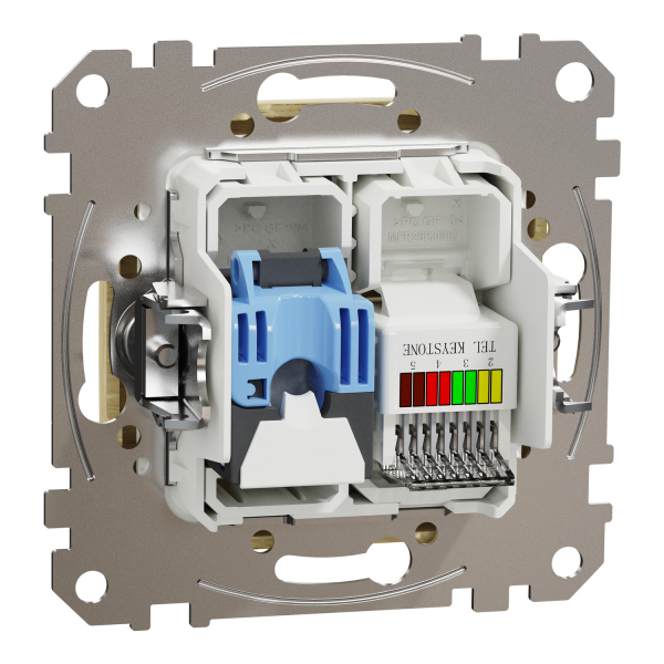 Телекоммуникационная розетка RJ45+RJ11 Schneider Electric Sedna Design колір березового дерева (SDD180468)