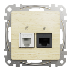 Телекоммуникационная розетка RJ45+RJ11 Schneider Electric Sedna Elements колір березового дерева (SDD180468)