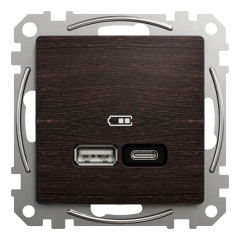 USB-розетка A+C Schneider Electric Sedna Elements 3A, 21 Вт, PD PPS, PRO Венге (SDD181405U)