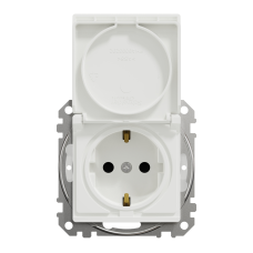 Розетка с заземлением Schneider Electric Sedna Design 16 А со шторками Белый (SDD211024)