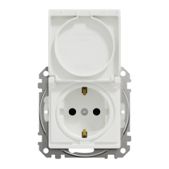 Розетка із заземленням, шторками та кришкою Schneider Electric Sedna Design IP44 Білий (SDD211024)