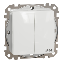 Вимикач двоклавішний IP44 Schneider Electric Sedna Design 10 А Білий (SDD211105)