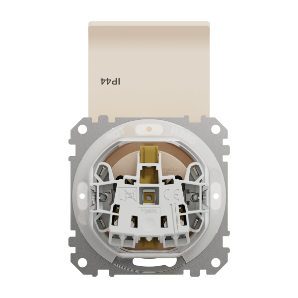 Розетка із заземленням, шторками та кришкою Schneider Electric Sedna Design IP44 Бежевий (SDD212024)