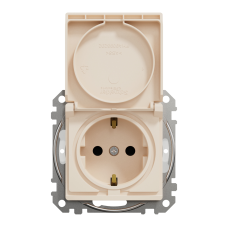 Розетка с заземлением Schneider Electric Sedna Design 16 А со шторками Бежевый (SDD212024)
