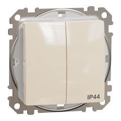Вимикач двоклавішний IP44 Schneider Electric Sedna Design 10 А Бежевий (SDD212105)