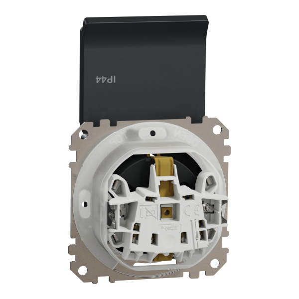 Розетка із заземленням, шторками та кришкою Schneider Electric Sedna Design IP44 Чорний (SDD214024)