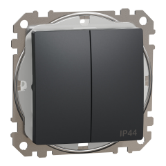 Вимикач двоклавішний IP44 Schneider Electric Sedna Design 10 А Чорний (SDD214105)