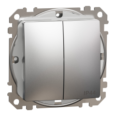 Вимикач двоклавішний IP44 Schneider Electric Sedna Design 10 А Алюміній (SDD270105)