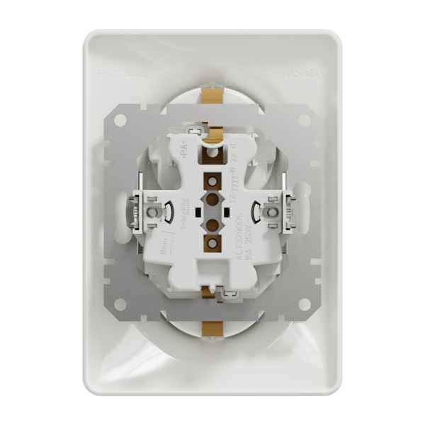 Двойная розетка с заземлением Schneider Electric Sedna Design 16 А со шторками Белый (SDD311221)