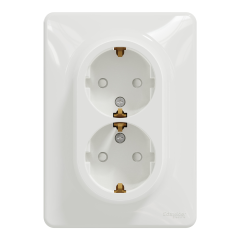 Подвійна розетка із заземленням Schneider Electric Sedna Design 16 А зі шторками Білий (SDD311221)